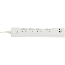画像をギャラリービューアに読み込む, CLIENA USB充電器 電源タップ 雷ガード 個別スイッチ ほこりシャッター付 4個口+USBポート2個口 2m スイングプラグ PSE認証モデル JT-TR2M4U2-WH