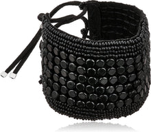 画像をギャラリービューアに読み込む, LMBL0 - Leather Multi Stripe Bracelet Cuff (Black) - LMBL0