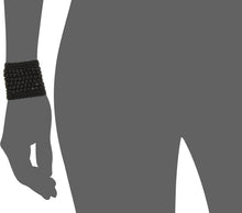画像をギャラリービューアに読み込む, LMBL0 - Leather Multi Stripe Bracelet Cuff (Black) - LMBL0