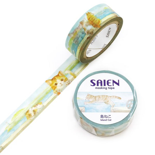 ≪SAIEN≫オリジナルシリーズ バナナ 島ねこ 15mm×7m巻