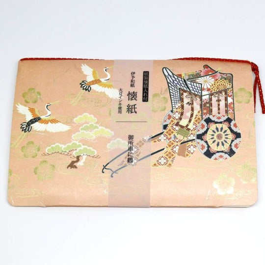 kimono美 懐紙 ケース付き 御所車に鶴 175mm×145mm 20枚入り No.3501