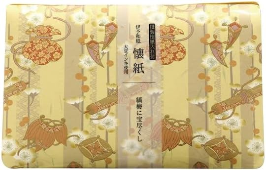 kimono美 懐紙 ケース付き 縞梅に宝尽くし 175mm×145mm 20枚入り No.3512
