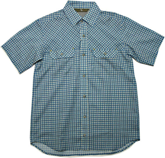 ■ムッシュ 超通気メンズ半袖チェックシャツ ：男-M ：Nブルー 50510-M-M