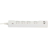 CLIENA USB充電器 電源タップ 雷ガード 個別スイッチ ほこりシャッター付 4個口+USBポート2個口 2ｍ スイングプラグ PSE認証モデル JT-TR2M4U2-WH