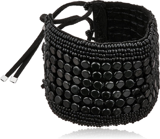 LMBL0 - Leather Multi Stripe Bracelet Cuff (Black) - LMBL0