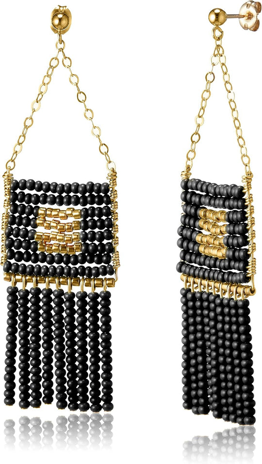 OGBL0 - Pendant Earring with Beaded Tassels