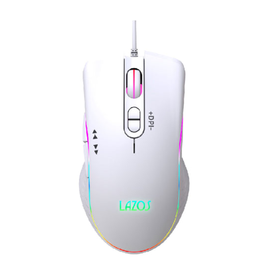 LAZOS(ラソス) RGBゲーミングマウス 7ボタン ホワイト マウス PC パソコン ゲーム用 L-MSG7-W