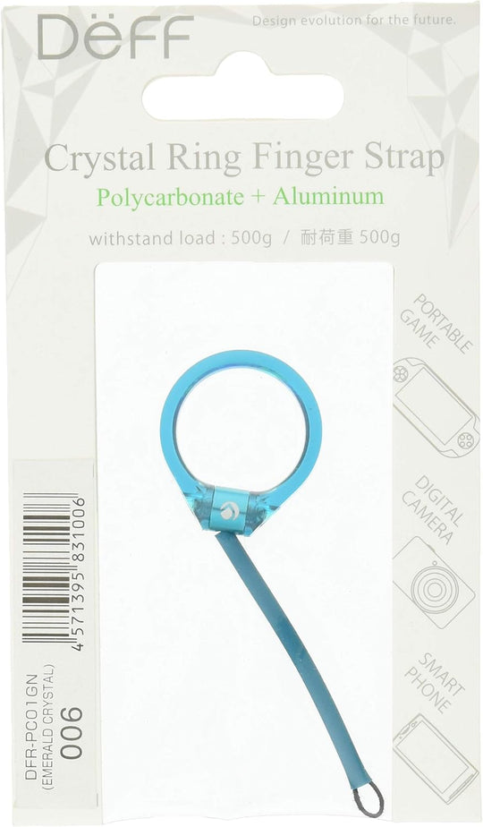 Deff  Crystal Ring Finger Strap エメラルドクリスタル DFR-PC01GN