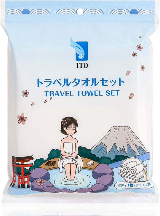 ITO(アイティーオー) トラベルタオルセット(ボディ用×1枚、フェイス用×2枚)