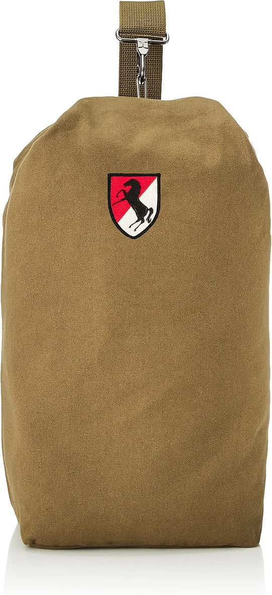 F-STYLE アメリカ軍紋章刺繍ワッペン付き コットンキャンパス 容量20L ダッフルバッグ　F-SD010402?オリーブ/第11機甲騎兵連隊