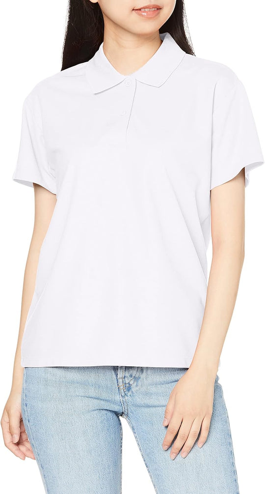 F-STYLE 形状安定・吸汗速乾・UVカット レディスポロシャツ　F-SD020750-ホワイト-L