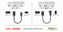 画像をギャラリービューアに読み込む, エアリア 世田谷電器シリーズ 池尻3丁目-まっすぐ- USB ホストケーブル ストレートUSB TypeA メス → TypeC オス AR-CHOS150

