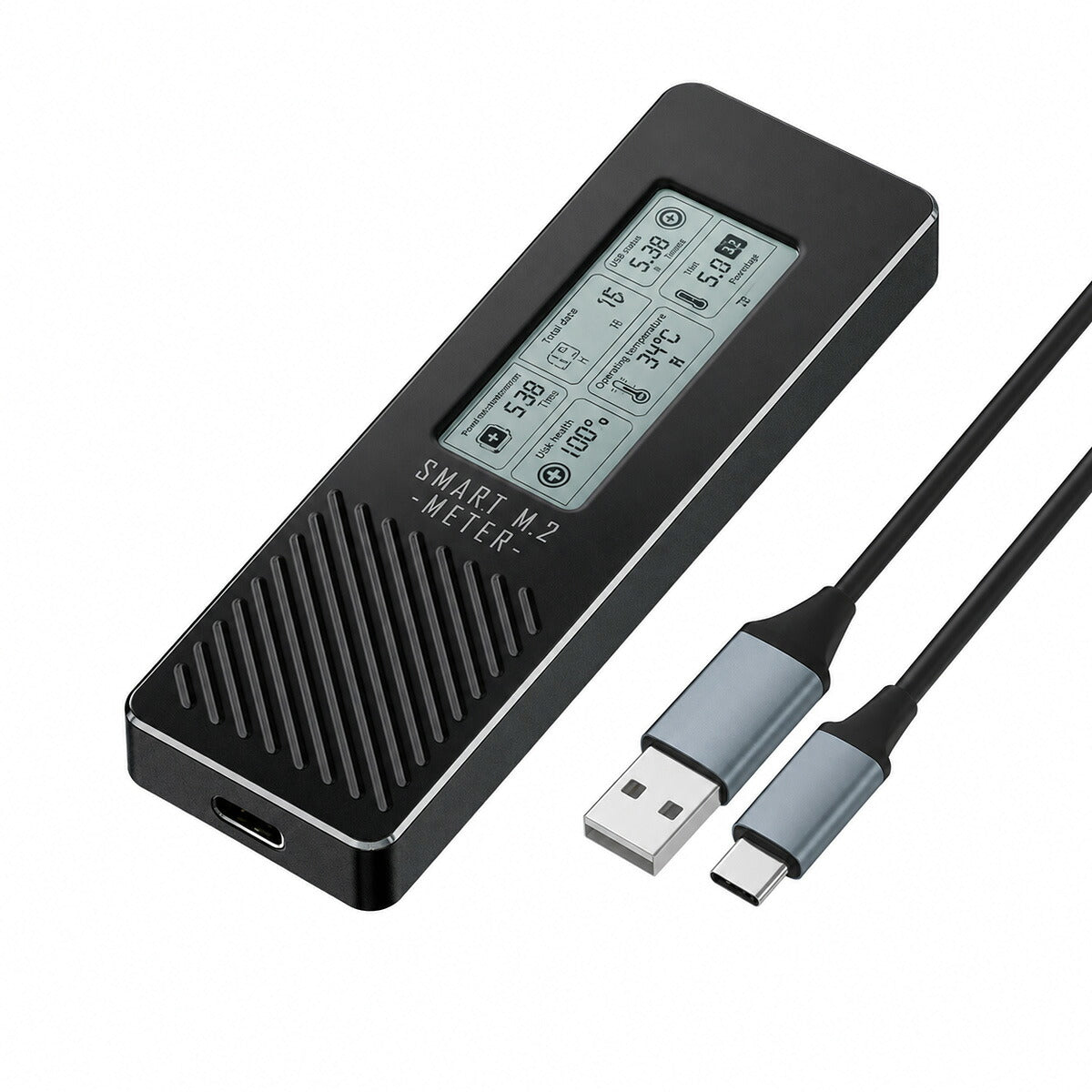 エアリア S.M.A.R.T M.2 -METER-　M.2 SSD 用 2280 / 2260 / 2242 対応 スマート情報表示 ディスプレイ搭載 SD-CM2DP-B