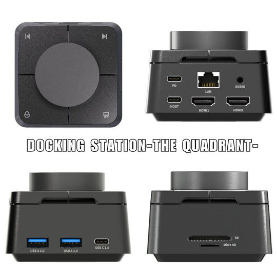 THE QUADRANT TypeC 接続 ドッキングステーション HDMIx2 USB3.0 Hub LAN PD 3.5mmAudio ボリュームコントロール ミュート PD3.0 SD-UCBOX-B