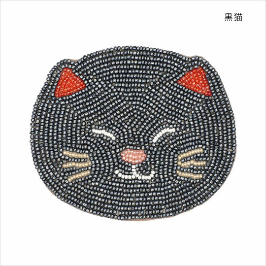 ビーズコースター 黒猫