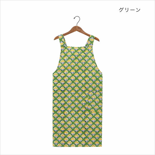 エプロン アミブロックプリント グリーン