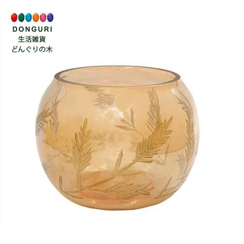 トモコーポレーション カッティンググラス リーフ ラウンド ゴールド 一輪挿し 花瓶 花器