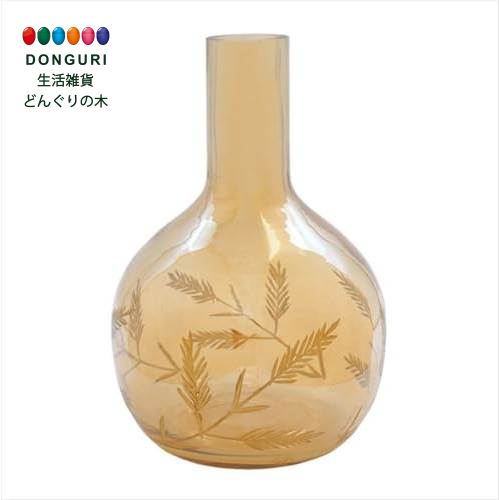 トモコーポレーション カッティンググラス　フラワーベース　リーフ　ゴールド一輪挿し 花瓶 花器
