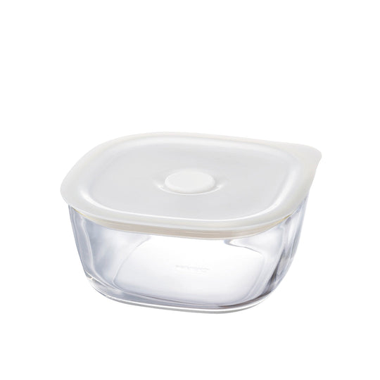 HARIO(ハリオ) 日本製 耐熱ガラス製 密閉保存容器・角 600ml BUONO kitchen KSTM-60-TW クリア