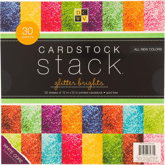 DCWV  Specialty Cardstock - DCWV -  Stacks - 12 x 12 - Glitter Brights - Glitter - 30 Sheets PS-005-00032