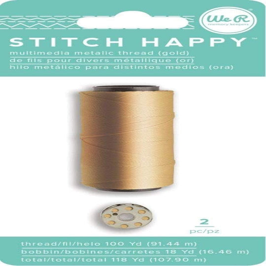 We R Memory Keepers Thread - WR - Stitch Happy - Specialty - Metallic - Gold (2 Piece) 660704