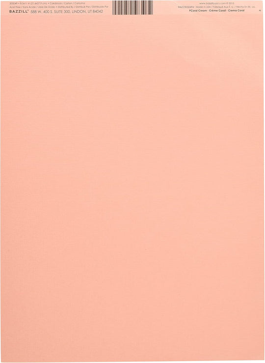 Bazzill (バジル)  Canvas Texture Cardstock - BZ - Mono - 8.5 x 11 - Coral Cream 305049